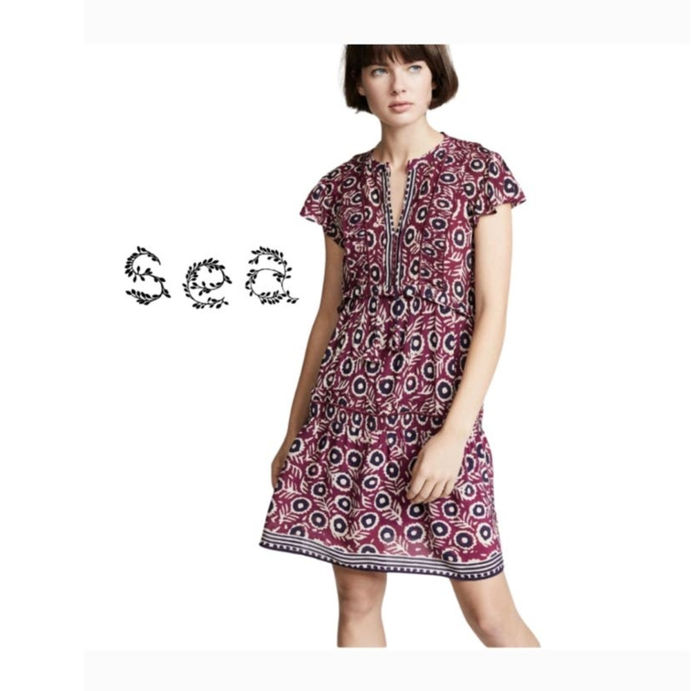 Sea NY Emi Flutter Sleeve Dress Purple Tassel Mini Dress